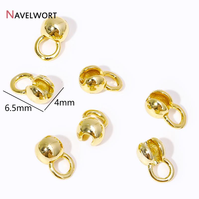 10/20Pcs Gold Plated Brass Crimp Beads,End Caps For Jewelry Making,Caps For Bracelet,Supplies For Jewelry,DIY Accessories