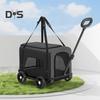 Wózek dla psa 4-kołowy wózek dla zwierząt z 360° obrotowym, chowanym uchwytem, wentylowana torba dla zwierząt, składany wózek dla psów i kotów