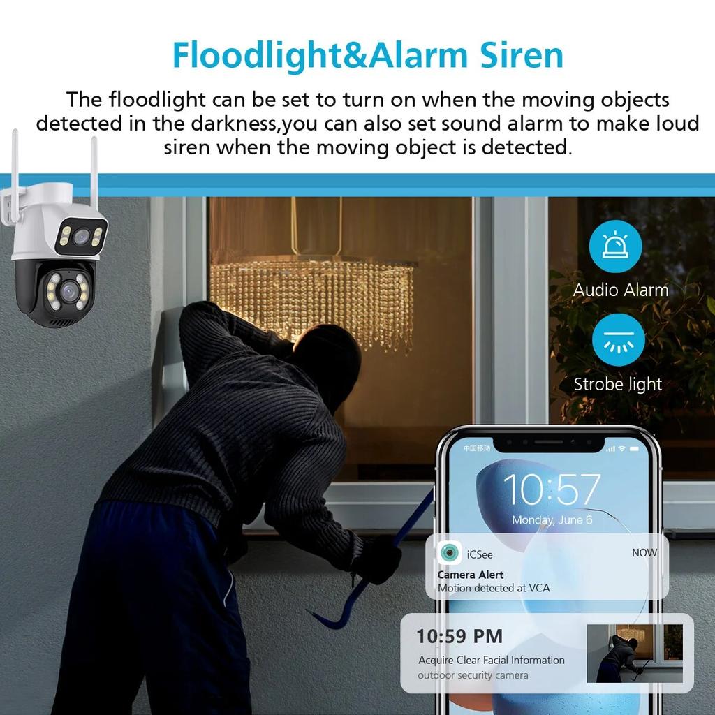 Dual Screen 8MP PTZ Wifi Camera Night Vision Surveillance IP Camera Human Detection 4MP Security Protection CCTV Outdoor