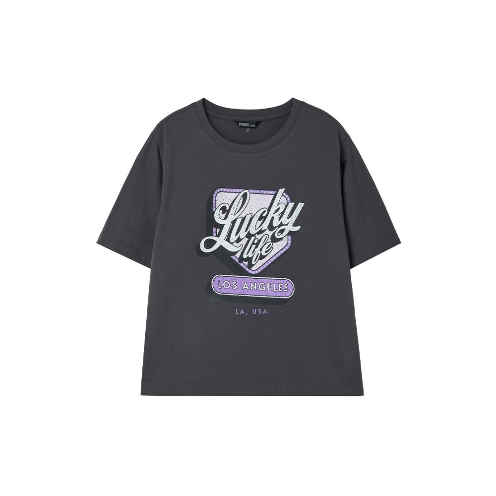 LAP Vintage Print Crop Short Sleeve T-Shirt As2Ct467