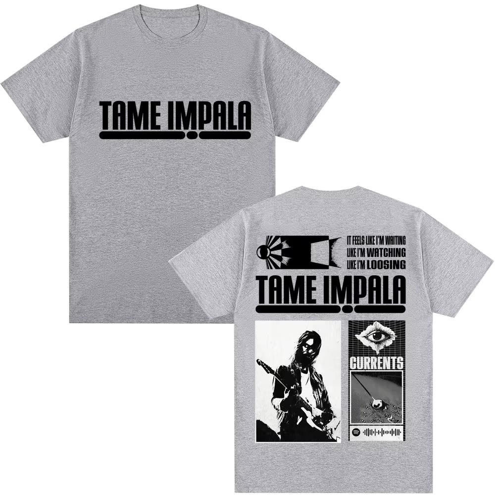Rock Band Tame Impala Currents Album T Shirts Unisex WoUnisex Harajuku Vintage Tshirts Casual Male Hip Hop Oversized Cotton T Shirts