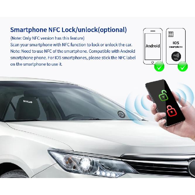 Quality Easyguard passive keyless entry car alarm hopping code auto start starter push button start NFC keypad DC12V