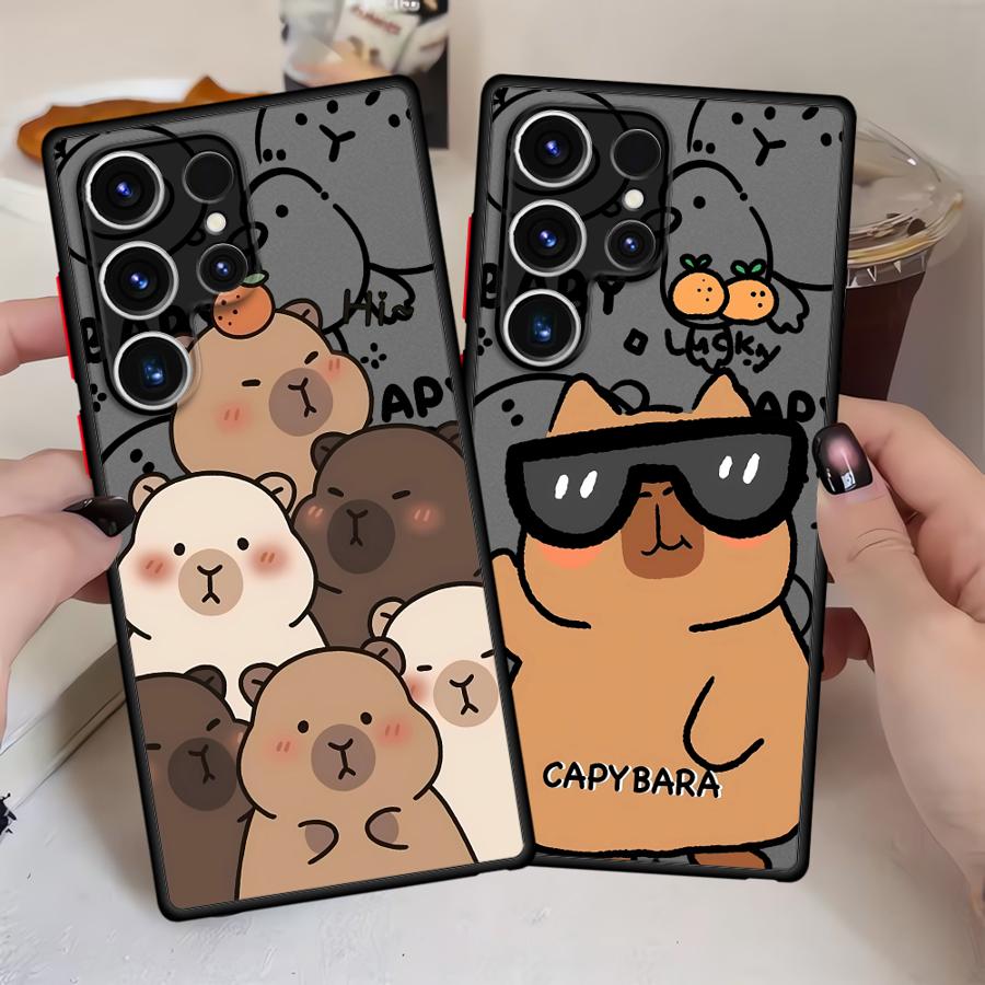 Cute Capybara Back Phone Cover Case for Samsung Galaxy S22 S24 Plus S23 FE S20 Note 20 Ultra 10+ S25 Ultra S21 S25+ S24+ S23+