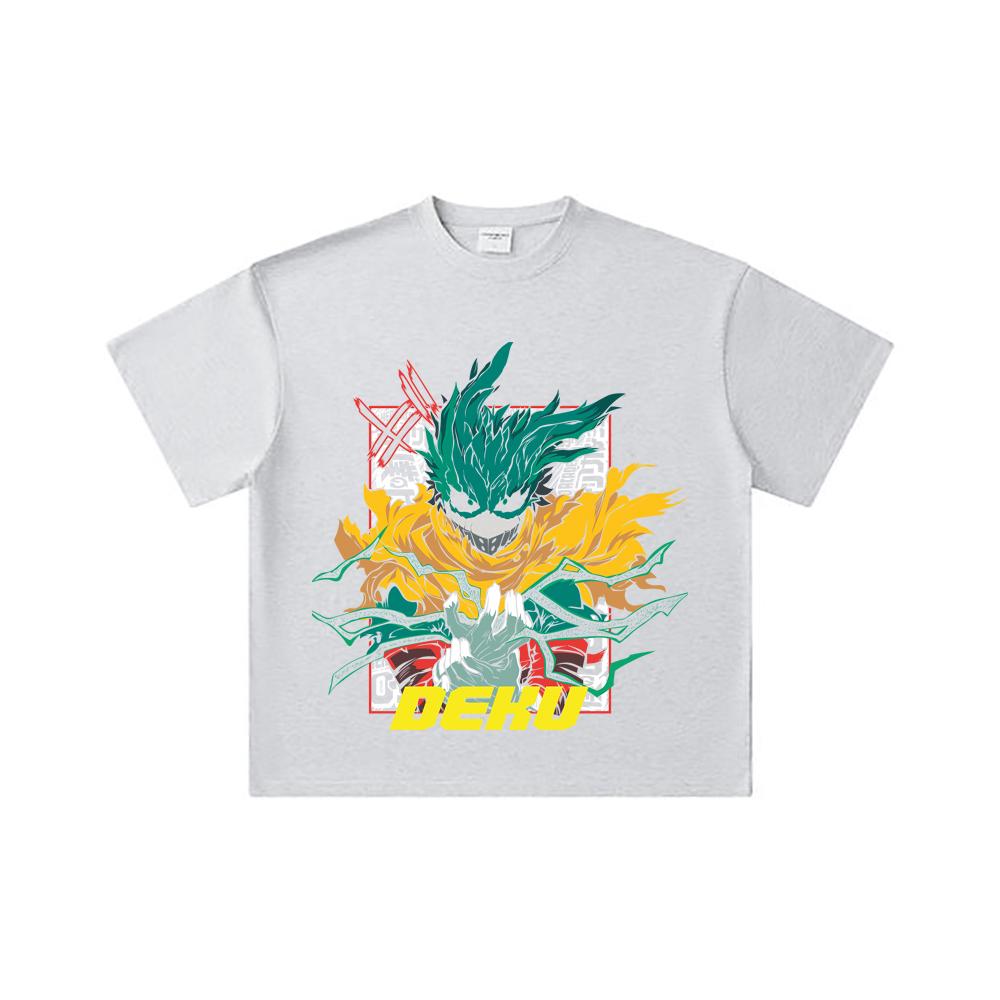 260 GSM Double Yarn 32 Count 100% Cotton My Hero Academia V23 Deku Print Unisex Heavy Cotton T Shirt