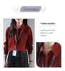 Women's Retro Red Lapel Shirt - 2026 Spring/Autumn Brushed Long Sleeve Top