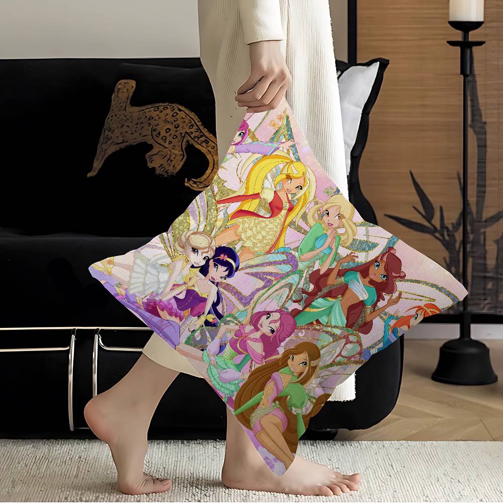 GirlWWinx Catoon Clubs Pillow Covers Cartoon Sofa Decorative Home Doublesided Printing Short Plush Cute Cushion Cover
