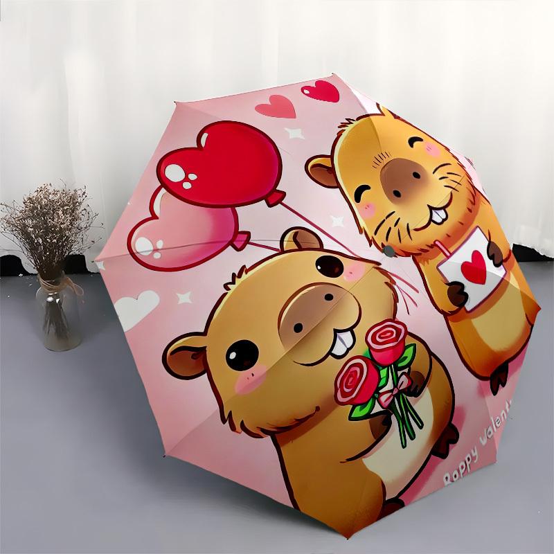 1pc Love Bears Valentine's Day Heart Umbrella with Plastic Handle,Compact & Stylish,Suitable for All Seasons Home Travel Outdoor N068