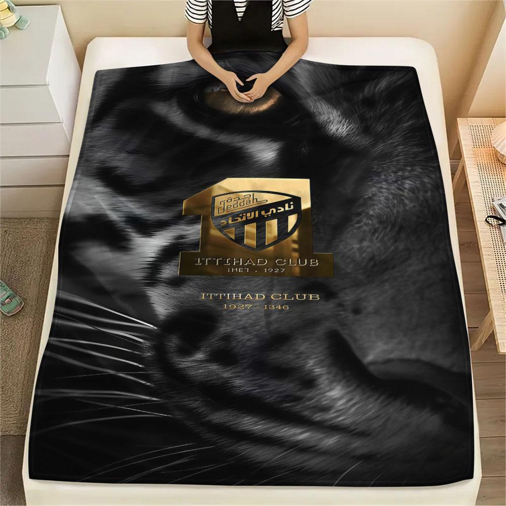 1PC Al-Ittihad FC Patterned Flannel Blanket Suitable For All Seasons for Home Decor Warmth and Comfort Gifts Holiday Present