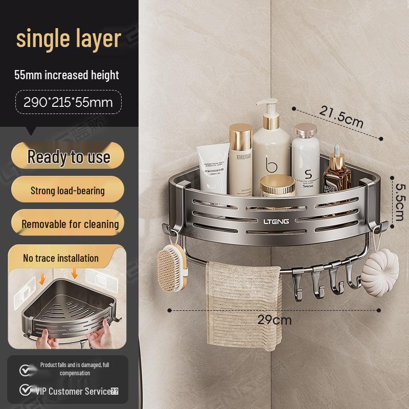Punch-Free Traceless Wall-Mounted Bathroom Corner Shelf