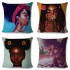 Beautiful Black Women Africa Girl Pillow Case Polyester Decor Colorful Cartoon Cushion Cover For Sofa Car Home Pillowcase 45X45