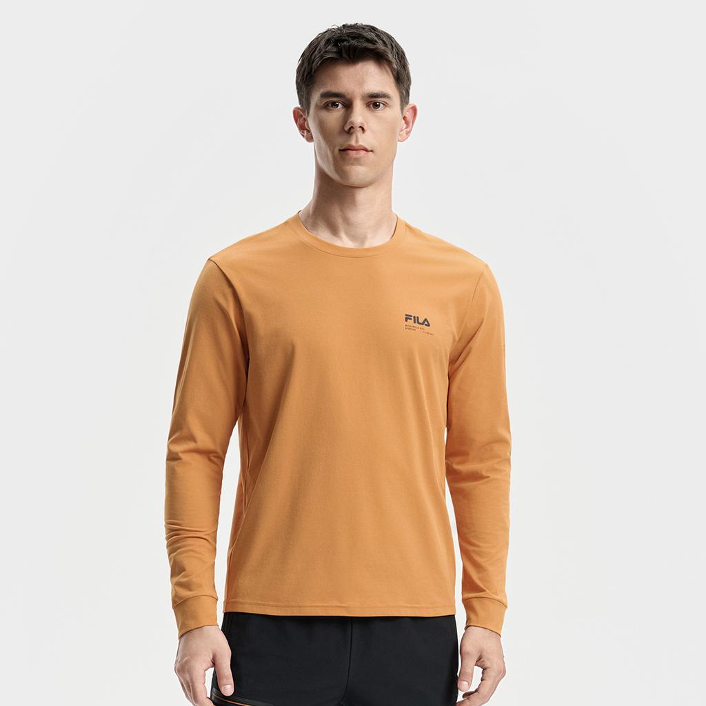 Fila Fitness Fashion Solid Color Simple Casual Sports Long Sleeve Round Neck T-Shirt Men Tops A11M541214FOR