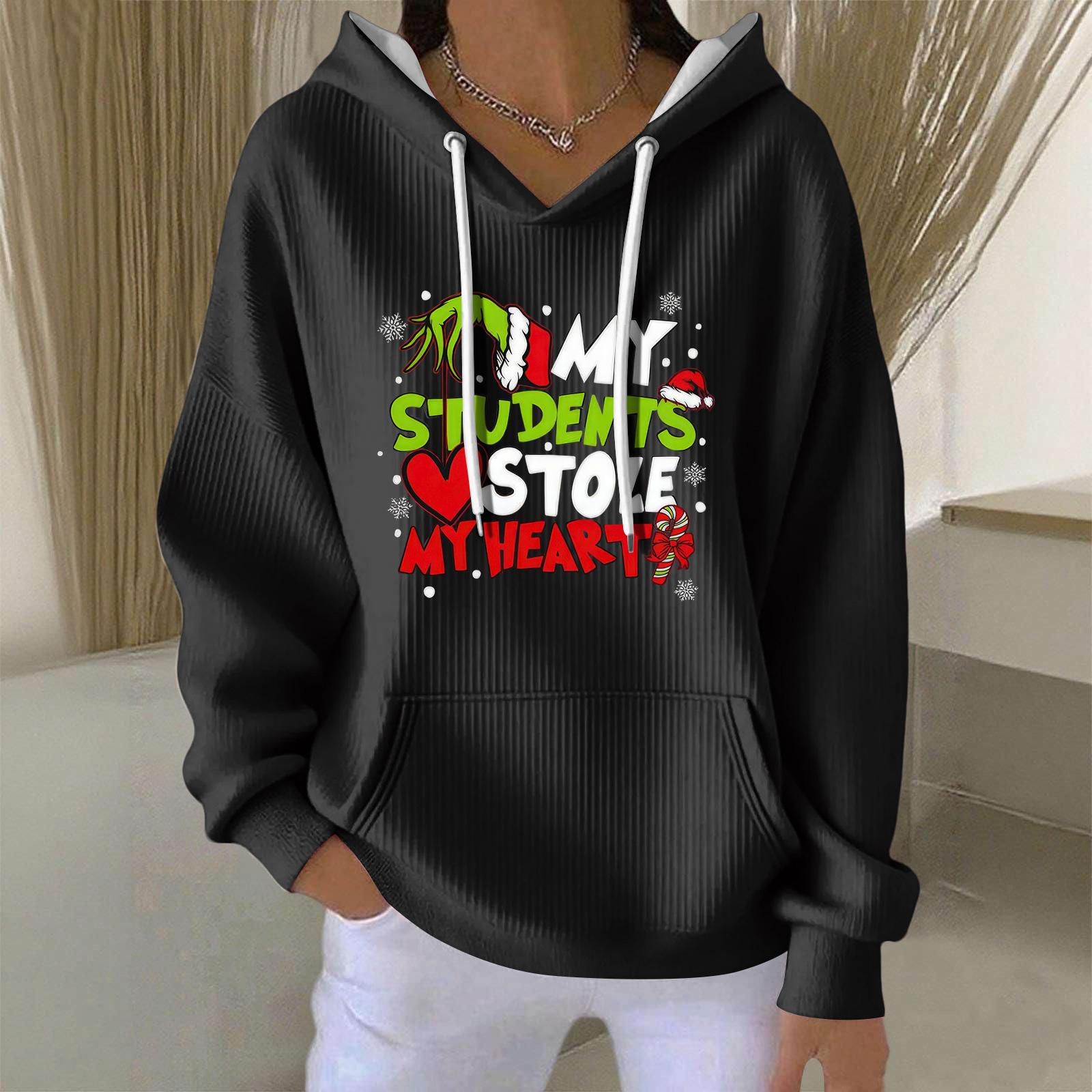 

Women s Fashion Casual Christmas Angel Print Pullover Long-Sleeve Sweatshirt L чорний