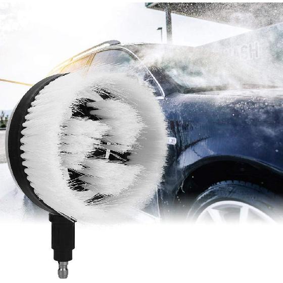 White Drill Scrub Brush Car Pressure Washer Rotating Brush With Soft Surface For Cleaning Painted Vehicles Boats Flat Window Glass Stucco, Power Tool