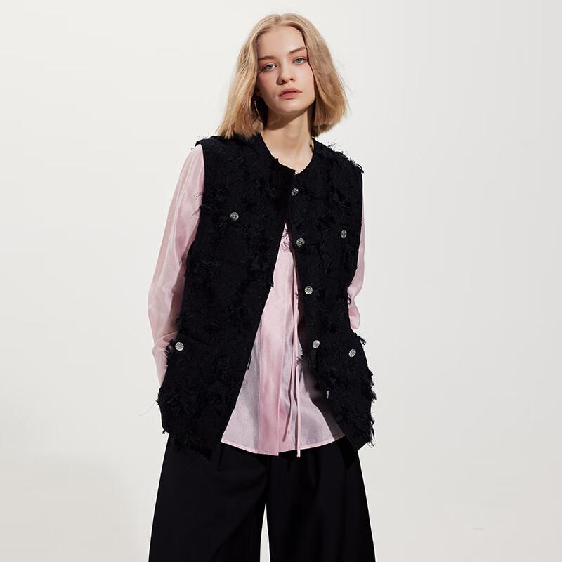 

Женский осенне-зимний жилет без рукавов с бахромой в твидовом стиле S