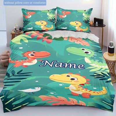 Dinosaurworld Customize Your Name Duvet Cover Soft Bedding Set For Bedroom Guest Room And Dorm Decoration Threepiece Set Includes 1 Duvet Cover 2