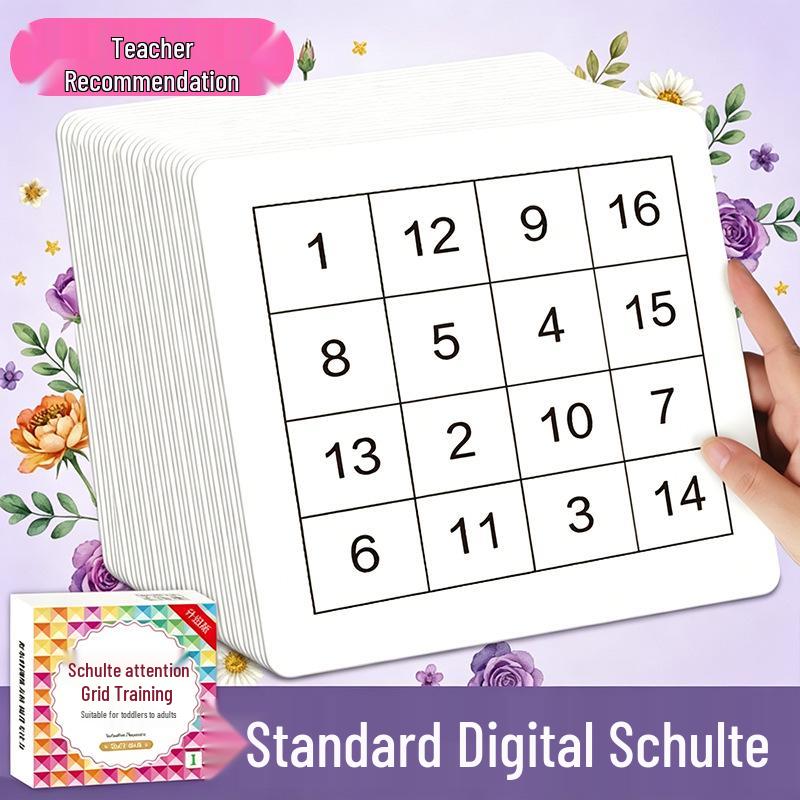Schulte Grid Student Training Set: Number Tables & Educational Cards for Concentration Development