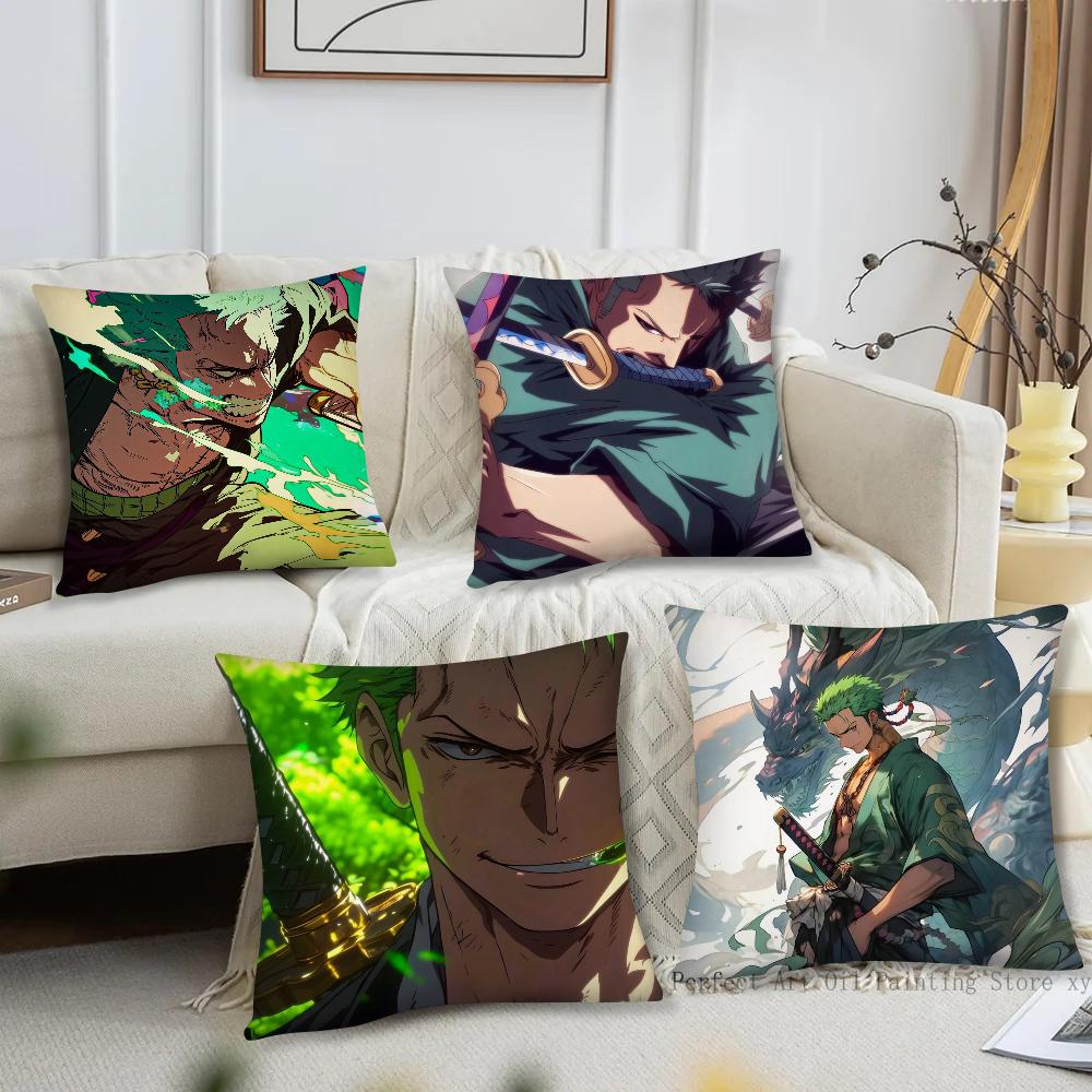 Roronoa Zoro Animation O-One P-Piece Pillow Case Square Pillow Bedroom Sofa Leisure Comfort CushionLiving Room Home Decoration