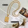 Qiong Yao Hip Hop 26-Letter Square Pendant Necklace, Clavicle Chain, 18K Gold Plated Titanium Steel.