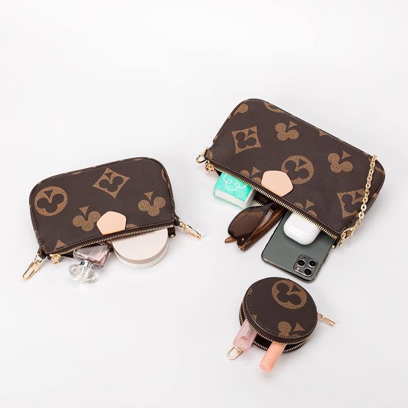 New retro women's bag printed three-in-one mahjong bag wide shoulder strap single shoulder messenger bag playing card pattern child and mother bag