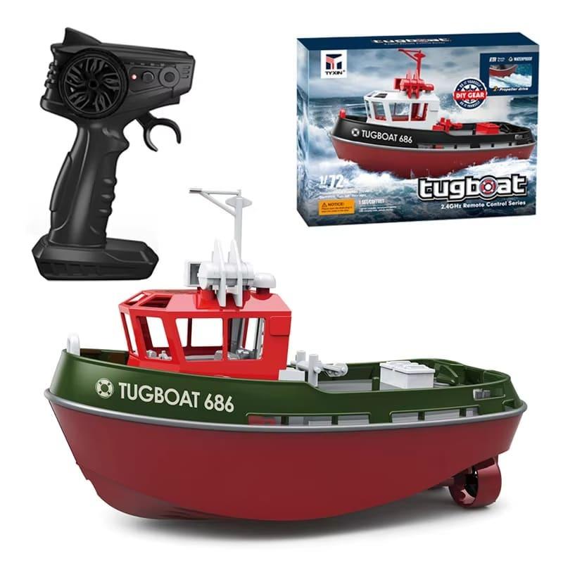 New RC Boat 2.4G Powerful Dual Motor Long Distance Wireless Power Remote Control Tugboat Model Suitable for Boys Gift Children's Toys