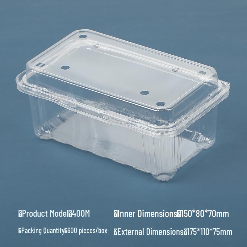 Transparent Disposable Fruit Box with Lid – Food-Grade Plastic, Rectangular, Sturdy for Takeaway, Ideal for Strawberries or Cut Fruit