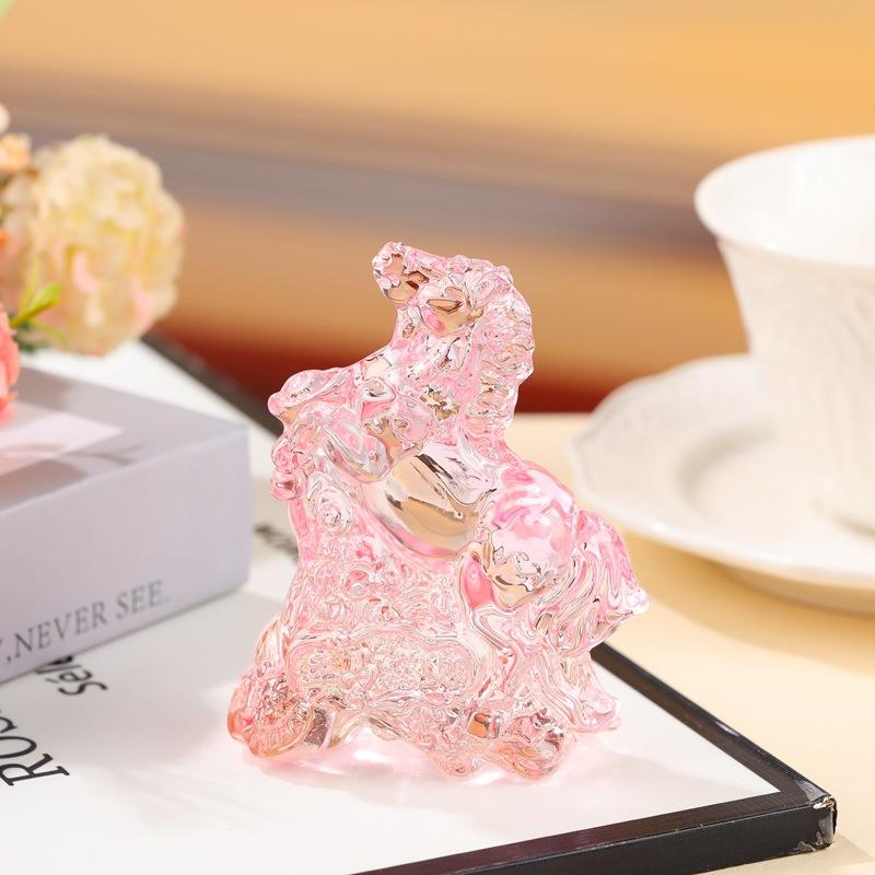 2026 Statuie Zodiac Cal Colecție Feng Shui Cristal Lux Ușor Ornament Prindător de Soare Cal Decor Birou Acasă