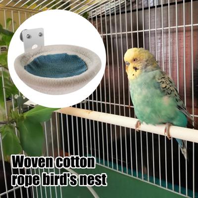 Birds Nest for Cage Cotton Rope Breeding Nest Bed Hatching House Hanging Birds Bed with Metal Fixings for Cockatiel Parakeet Conure Budgie Lovebird
