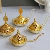 Luxury Golden Arabic Style Holder Incense Burner Multi Use Desktop Decor for Study Sauna Yoga Room Wedding Candlelight