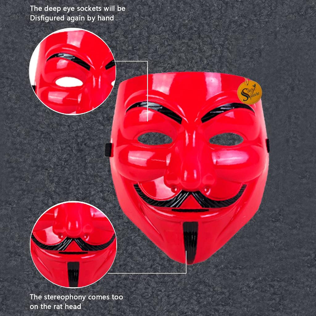 Sage Square Black, White, Red, Green & Pink Vendetta FACE MASK Fawkes Mask Anonymous VIP Edition Face-Mask Perfect Fit Cosplay V for Vendetta (Set