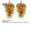 Decorative Fall Home Accessories Artificial Teardrop Swag, Faux Pumpkins Berries Pinecones Leaves Door Lifelike Pinecone Berry Garland Autumn Harvest