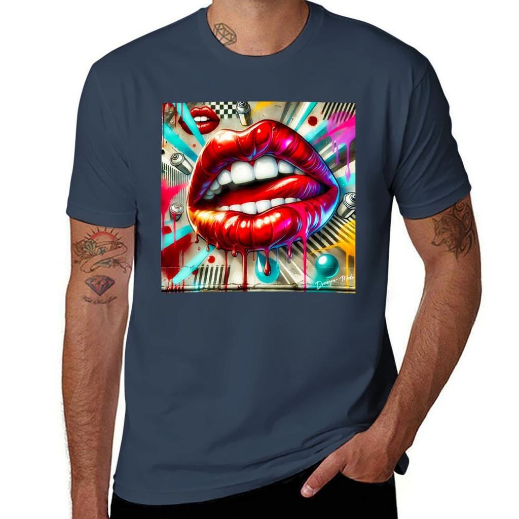 Modern Graffiti Wall Art Lips And Mouth TShirt Lightweight Running TShirt
