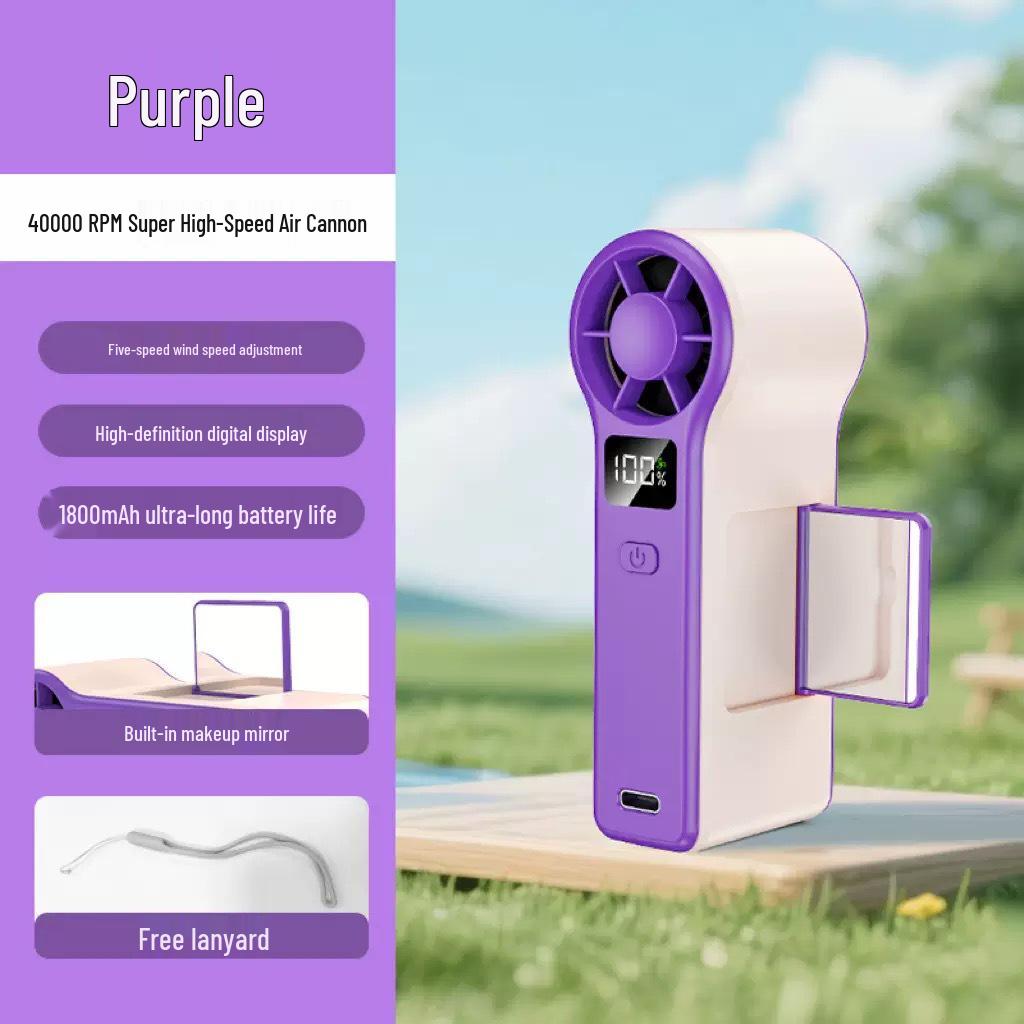 GF8 High-Speed Portable USB Turbine Fan with Mirror & Digital Display 103*42*36mm