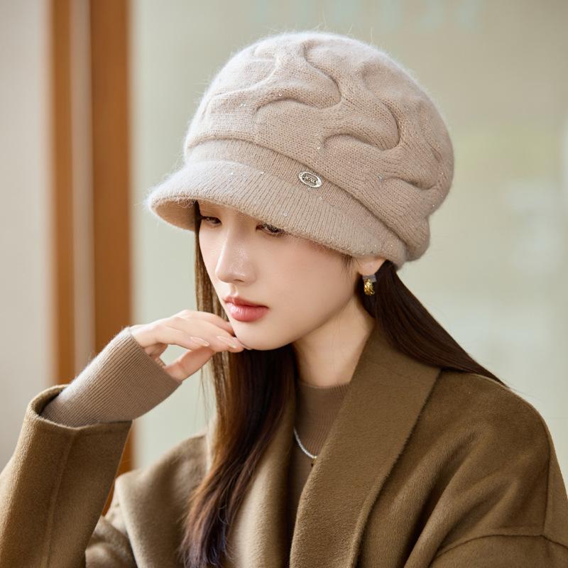 Winter Thickened Warm Rabbit Hair Mother Hat Outdoor Windproof Ear Protection Knitted Hat Wool Hat