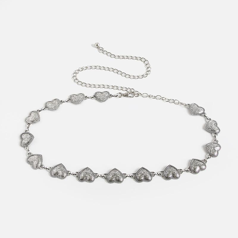 

New Love Retro Engraving Sweet and Exquisite Women s Dress Pants with Metal Heavy Industry Waist Chain