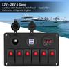 12V 24V 6 Gang Car Boat Marine LED Rocker Switch Panel Dual USB Voltmeter Cigarette Lighter