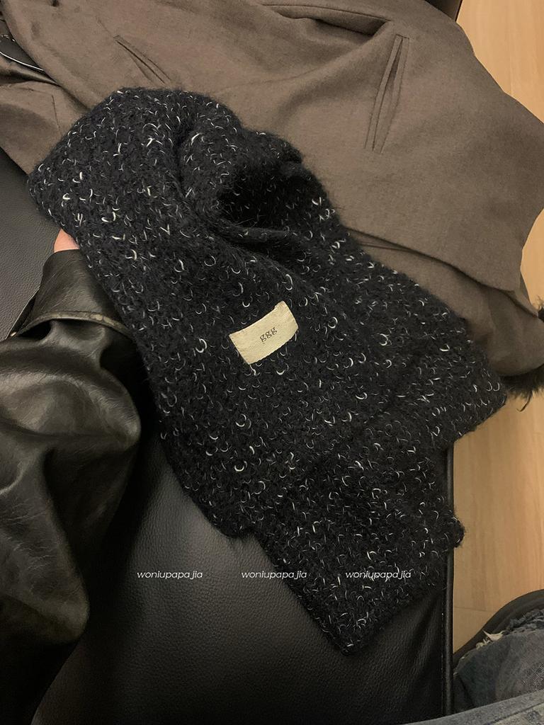 Scarf women's winter advanced sense versatile and cute blue knitted wool scarf neck protection to keep warm Korean version of student tide