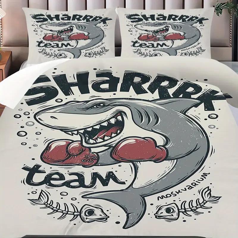 Comforter 2/3Pcs Oceanic Shark Bedding Set High-Definition Digital Print Duver 3D Pattern Soft & Skin-Friendly Bedroom
