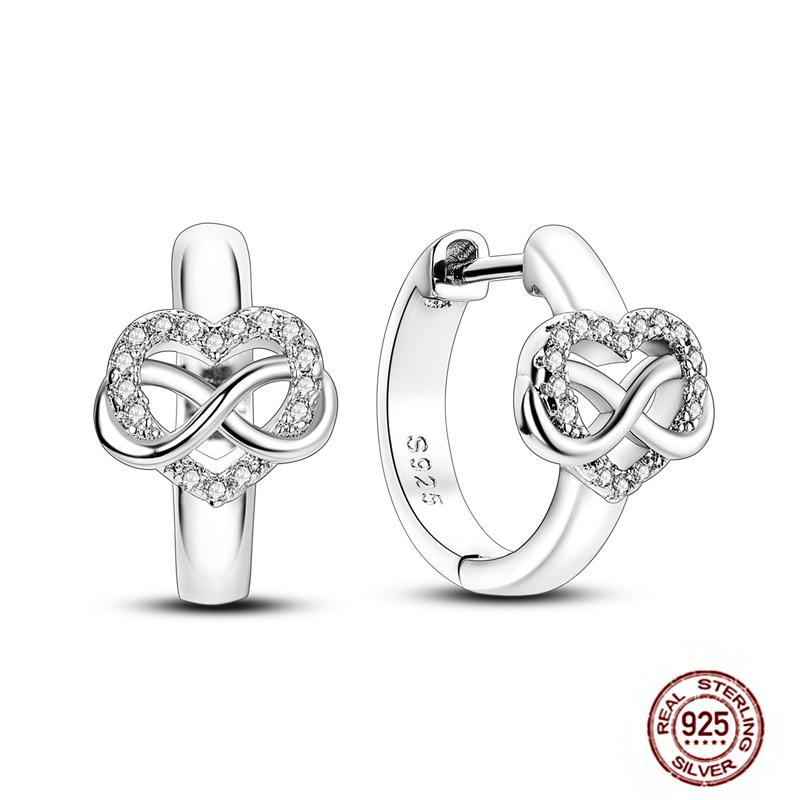 Hoop Earrings for Women Sparkling Pave CZ Heart-shaped Series Round Love Fit Original Wedding Drop Earring Jewelry