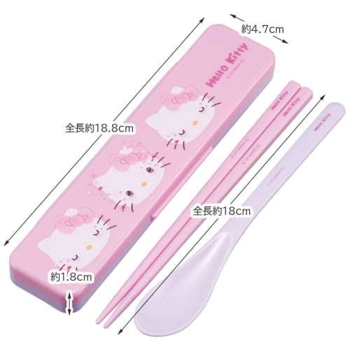 Skater Chopstick Spoon Combination Set 18cm Antibacterial Treated Lunch Box for Adults Comes with Silicone Cushion and Doesn't Make a Sound Made in Ja