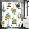 Cat Shower Curtain, Hanging Potted Kitten Plant Stand Bathroom Decorative Shower Curtain, Waterproof Shower Curtain with Hooks