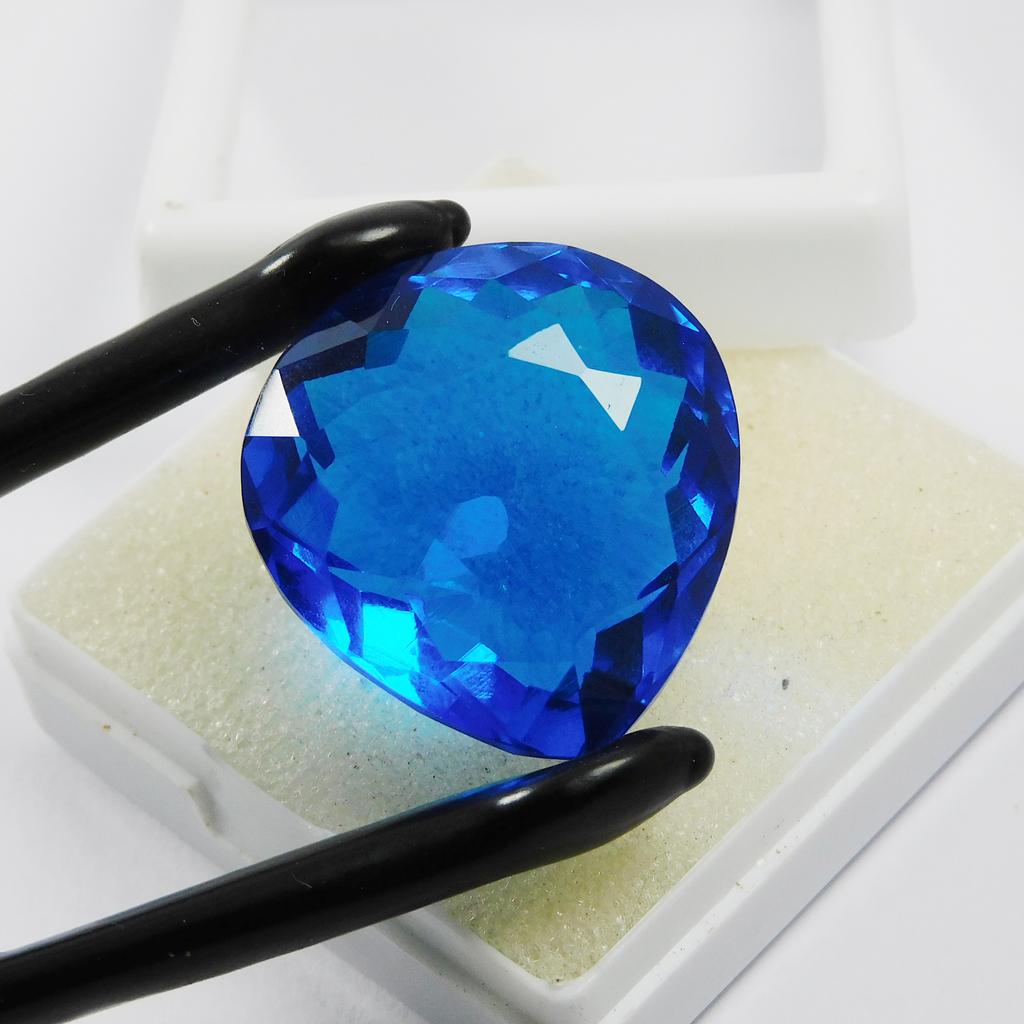 Blue Tanzanite Pear Cut Lab Created 54.10 Ct CERTIFIED Huge Size Gemstone m-1070-k
