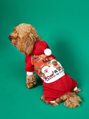 Dog Christmas Shirt Soft Dog Clothes with Santa Snowman Printed Sweatshirts Dog Costumes for Small Medium Puppy Dog Cat Warm