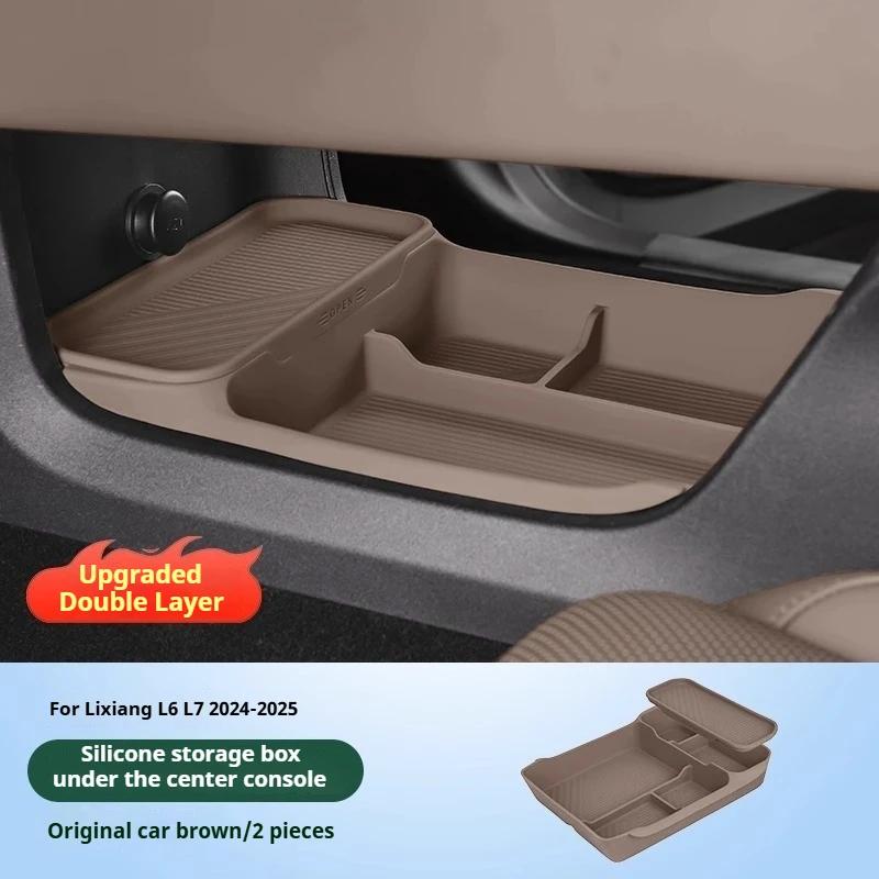For Li Lixiang L6 L7 L8 L9 Car Under Center Control Silicone Double Layer Storage Box Lower Center Control Storage Interior