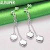 Exquisite 925 Sterling Silver Double Heart Pendant Earrings - Fashionable Gift Jewelry