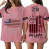Womens Casual V Neck Jersey Style Short Sleeve Top 250th Anniversary Independence Day Print Loose Fit Sports T Shirt