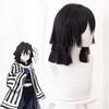 Anime Iguro Obanai Cosplay Wig Kimetsu no Yaiba Black Wig with Bangs Cosume Party Short Wigs