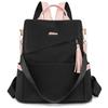 A4 Back PU Town Backpack X Women's Backpack, Size, Anti-theft, Pocket, Leather, Lightweight, 3-Way, Small, (Black Pink)