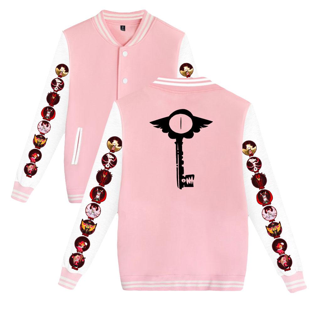Unisex mode voor fans van Hazbin Hotel bedrukt honkbalsweatshirt dames heren outdoor sportjassen