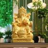 Massivholz Gott des Reichtums Charakterstatue China Merkmale Reichtum anziehende Ornamente Haus Zimmer, Büro, Feng Shui Statue