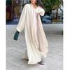 Eid Abayas mătăsos pentru femei musulmane Jalabiya Ramadan rochie rochie cu mâneci nasturi Ramadan caftan rochii de petrecere Robe Largo cardigan